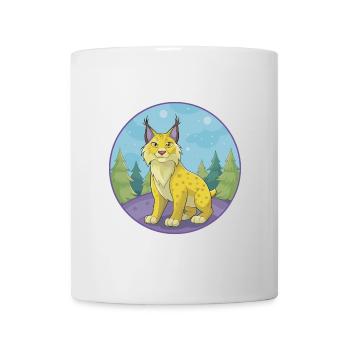 Luchs Niedliche Kawaii Cartoon Clipart Tier Haustier - Tasse - Weiß - Vorne