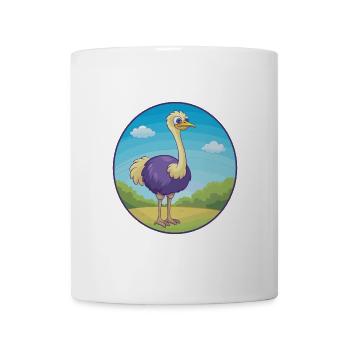 autruche mignon kawaii dessin animé clipart animal de compagnie - Mug blanc - blanc - Devant
