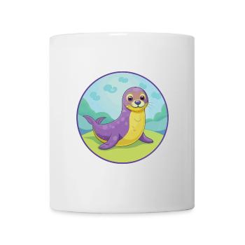 Siegel Niedliche Kawaii Cartoon Clipart Tier Haustier - Tasse - Weiß - Vorne