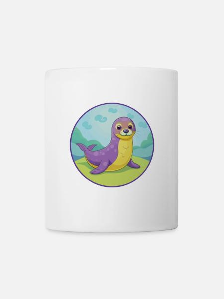 Siegel Niedliche Kawaii Cartoon Clipart Tier Haustier - Tasse - Weiß