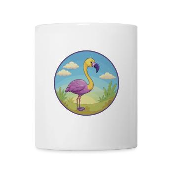 Flamingo Niedliche Kawaii Cartoon Clipart Tier Haustier - Tasse - Weiß - Vorne