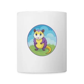 Opossum mignon Kawaii dessin animé Clipart Animal de compagnie - Mug blanc - blanc - Devant