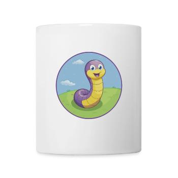 Ver de terre mignon Kawaii dessin animé Clipart Animal de compagnie - Mug blanc - blanc - Devant