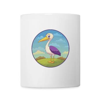 Storch Niedlich Kawaii Cartoon Clipart Tier Haustier - Tasse - Weiß - Vorne