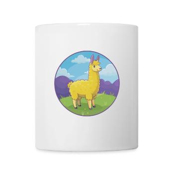 Lama mignon Kawaii dessin animé Clipart Animal de compagnie - Mug blanc - blanc - Devant