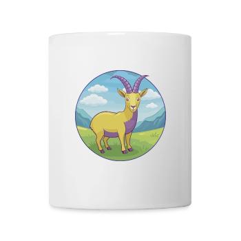 Steinbock Niedliche Kawaii Cartoon Clipart Tier Haustier - Tasse - Weiß - Vorne
