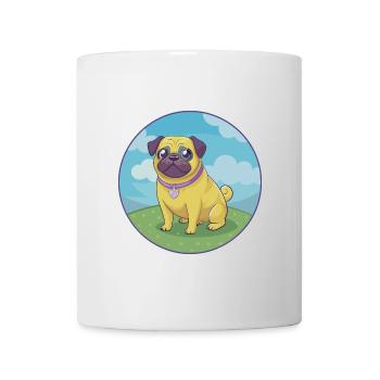 Carlin Chien Mignon Kawaii Dessin animé Clipart Animal Animal de compagnie - Mug blanc - blanc - Devant