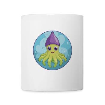 calmar mignon kawaii dessin animé clipart animal de compagnie - Mug blanc - blanc - Devant