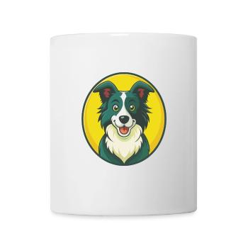 Border Collie Hund Niedliches Kawaii Cartoon Haustier Tier - Tasse - Weiß - Vorne