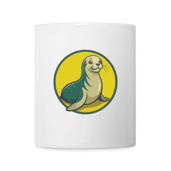 Siegel Niedliche Kawaii Cartoon Clipart Haustier Tier - Tasse - Weiß - Vorne