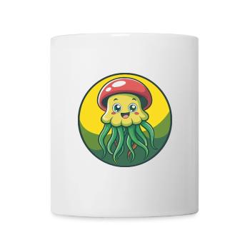 Méduse mignon Kawaii dessin animé Clipart Animal de compagnie - Mug blanc - blanc - Devant