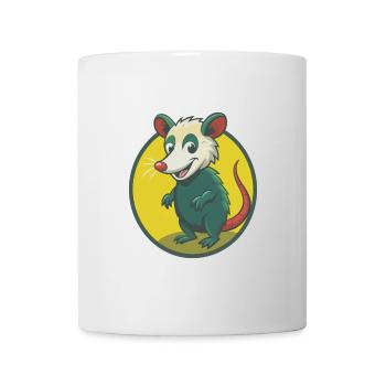 Opossum Mignon Kawaii Dessin animé Clipart Animal de compagnie - Mug blanc - blanc - Devant