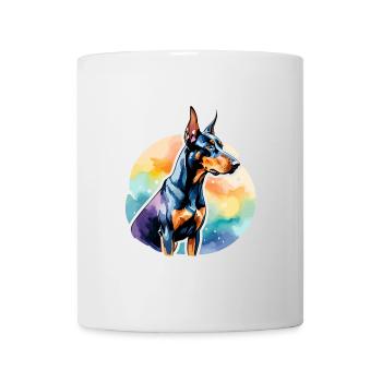 Dobermann Wasserfarben - Tasse - Weiß - Vorne