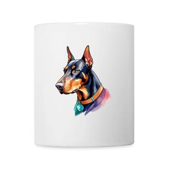 Dobermann Wasserfarben - Tasse - Weiß - Vorne