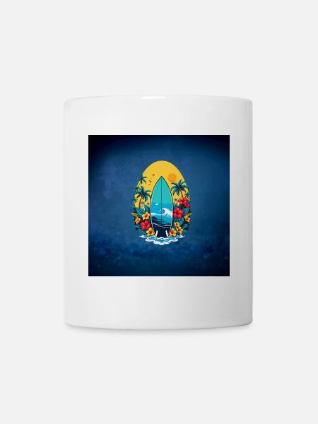 Stylisches Surfbrett - Tasse - Weiß