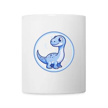 Dinosaurier Blau Kawaii Cartoon Figur Clipart Haustier - Tasse - Weiß - Vorne