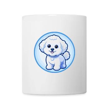 Bichon frisé chien bleu kawaii dessin animé personnage animal de compagnie - Mug blanc - blanc - Devant