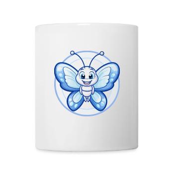 papillon bleu kawaii dessin animé personnage clipart - Mug blanc - blanc - Devant