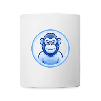 Chimpanzé Bleu Kawaii Dessin Animé Personnage Clipart - Mug blanc - blanc - Devant