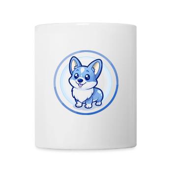 Corgi Dog Blue Kawaii Cartoon Character Clipart - Mug - white - Front