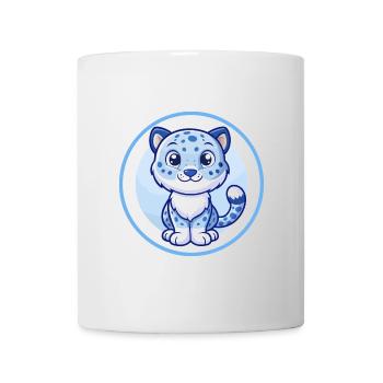 Amur Leopard Blue Kawaii Cartoon Character Clipart - Mug - white - Front