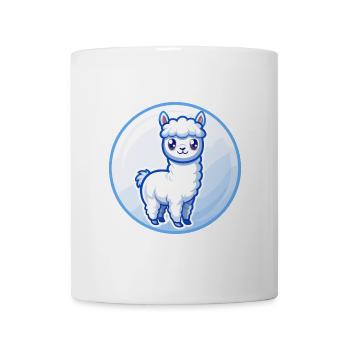 Alpaka Blau Kawaii Cartoon Figur Clipart Haustier - Tasse - Weiß - Vorne
