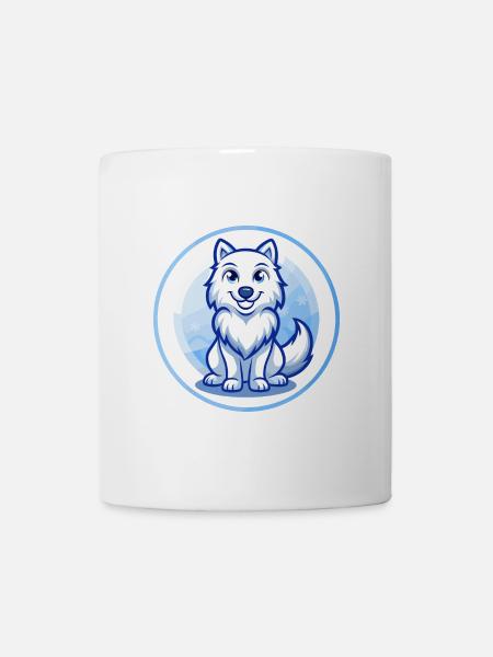 Arctic Wolf Blue Kawaii Cartoon Character Clipart - Mug - white