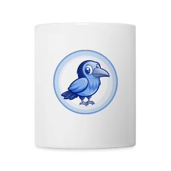 Krähe Blau Kawaii Cartoon Figur Clipart Haustier - Tasse - Weiß - Vorne