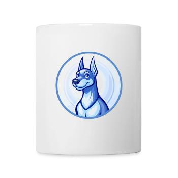 Dobermann chien bleu mignon kawaii dessin animé clipart animal de compagnie - Mug blanc - blanc - Devant