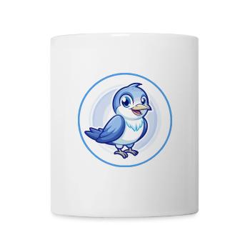 Kuckuck Vogel Blau Kawaii Cartoon Figur Clipart - Tasse - Weiß - Vorne