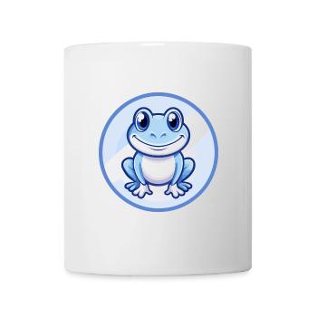 Frosch Blau Kawaii Cartoon Figur Clipart Haustier - Tasse - Weiß - Vorne