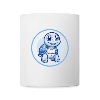 Schildkröte Blau Kawaii Cartoon Figur Clipart Haustier - Tasse - Weiß - Vorne
