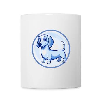 Dackel Hund Blau Niedlich Kawaii Cartoon Clipart Haustier - Tasse - Weiß - Vorne