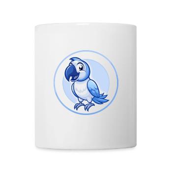 Papagei Blau Kawaii Cartoon Figur Clipart Haustier - Tasse - Weiß - Vorne