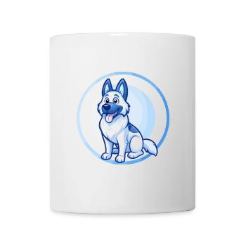 German Shepherd Dog Blue Kawaii Cartoon Character - Mug - white - Front