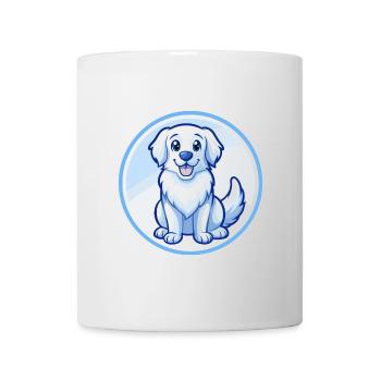 Golden Retriever Dog Blue Kawaii Cartoon Character - Mug - white - Front