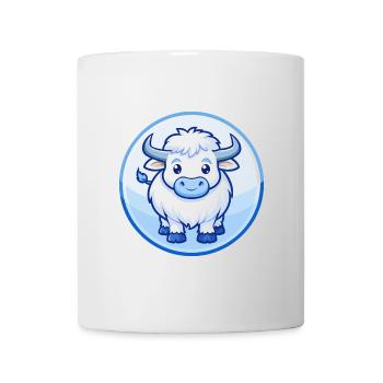 Yak Bleu Mignon Kawaii Dessin animé Personnage Clipart Animal de compagnie - Mug blanc - blanc - Devant
