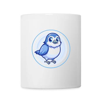 Moineau Bleu Kawaii Dessin Animé Personnage Clipart Animal de compagnie - Mug blanc - blanc - Devant