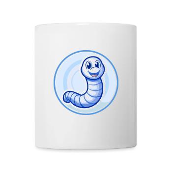 Ver de terre bleu kawaii dessin animé Personnage Clipart - Mug blanc - blanc - Devant