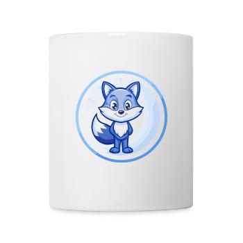 Fuchs Blau Niedliche Kawaii Cartoon Figur Clipart Haustier - Tasse - Weiß - Vorne