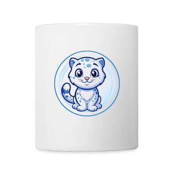 Léopard des neiges Bleu Kawaii Dessin animé Personnage Clipart - Mug blanc - blanc - Devant