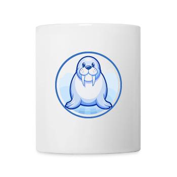 Walrus Blue Kawaii Cartoon Character Clipart Pet - Mug - white - Front