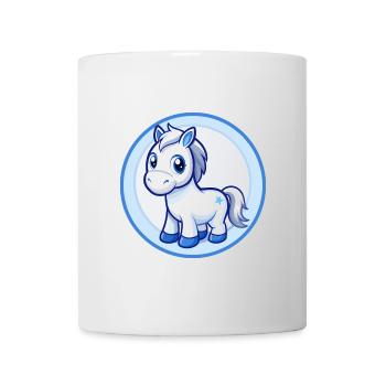 Cheval Bleu Kawaii Dessin Animé Personnage Clipart Animal de compagnie - Mug blanc - blanc - Devant