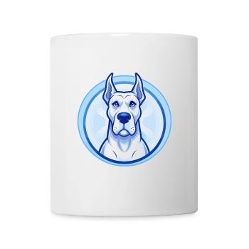 Dogue Allemand Chien Bleu Kawaii Dessin Animé Personnage Animal de compagnie - Mug blanc - blanc - Devant