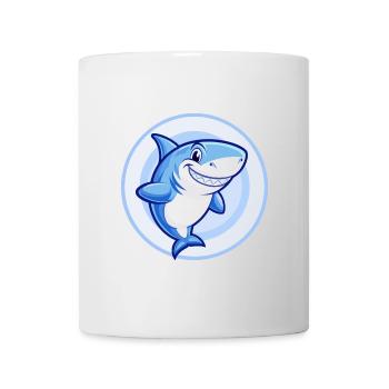 Hai Blau Kawaii Cartoon Figur Clipart Haustier - Tasse - Weiß - Vorne