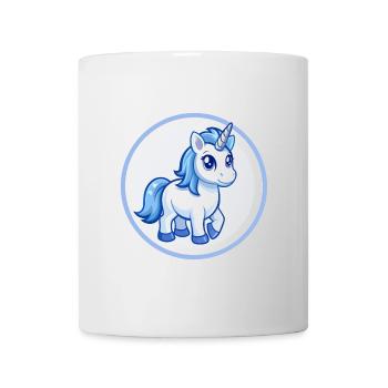 Einhorn Blau Kawaii Cartoon Figur Clipart Haustier - Tasse - Weiß - Vorne