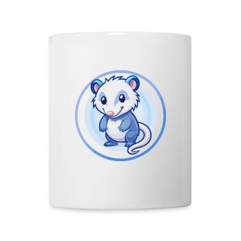 Opossum Bleu Kawaii Dessin Animé Personnage Clipart Animal de compagnie - Mug blanc - blanc - Devant