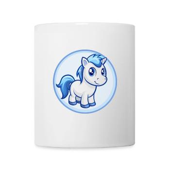Pony Blau Kawaii Cartoon Figur Clipart Haustier - Tasse - Weiß - Vorne