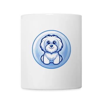 Havaneser Hund Blau Kawaii Cartoon Figur Clipart - Tasse - Weiß - Vorne