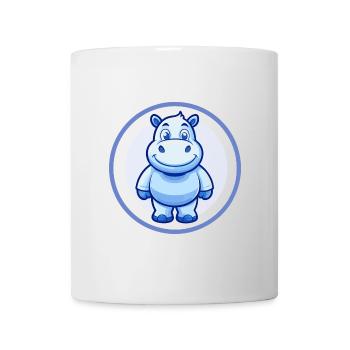 Hippo Blue Kawaii Cartoon Character Clipart Pet - Mug - white - Front